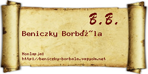 Beniczky Borbála névjegykártya